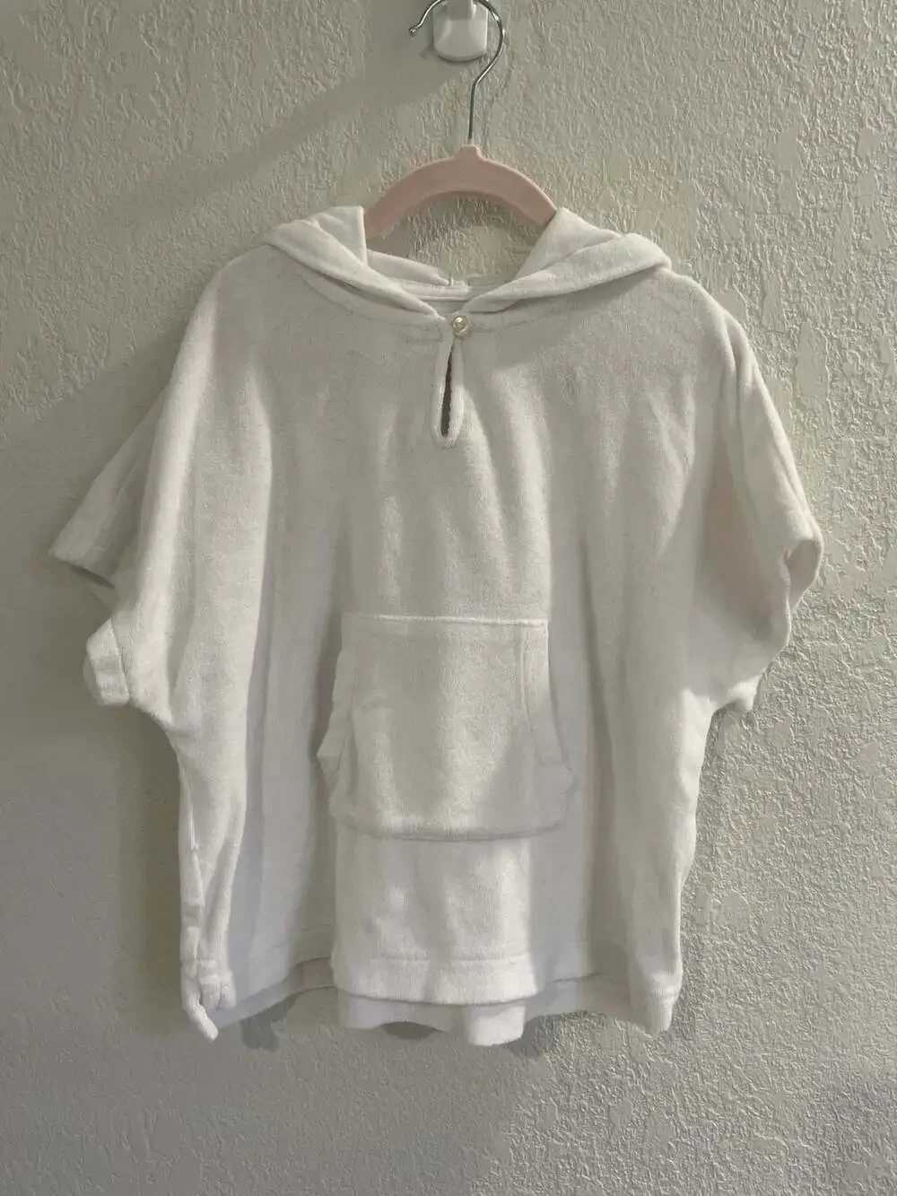 Ralph Lauren Toddler White Cotton Terry Hooded Beach Cover-Up Poncho Size 24M